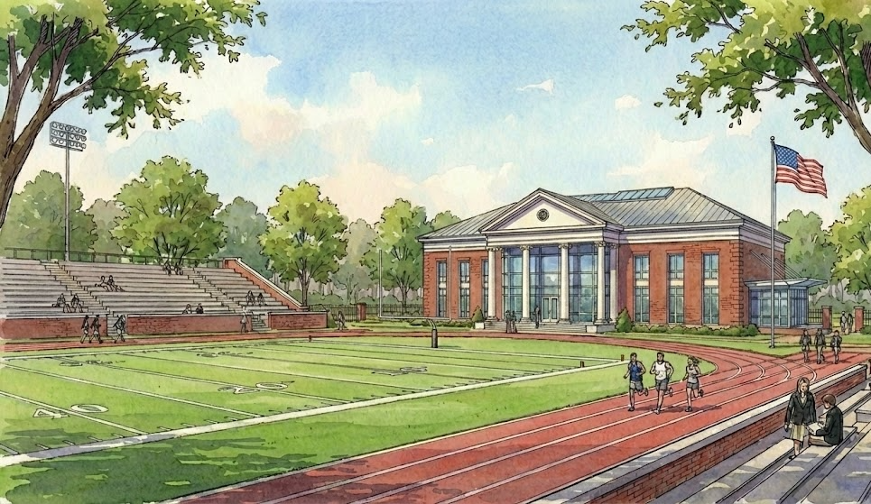 Concept rendering of track and field